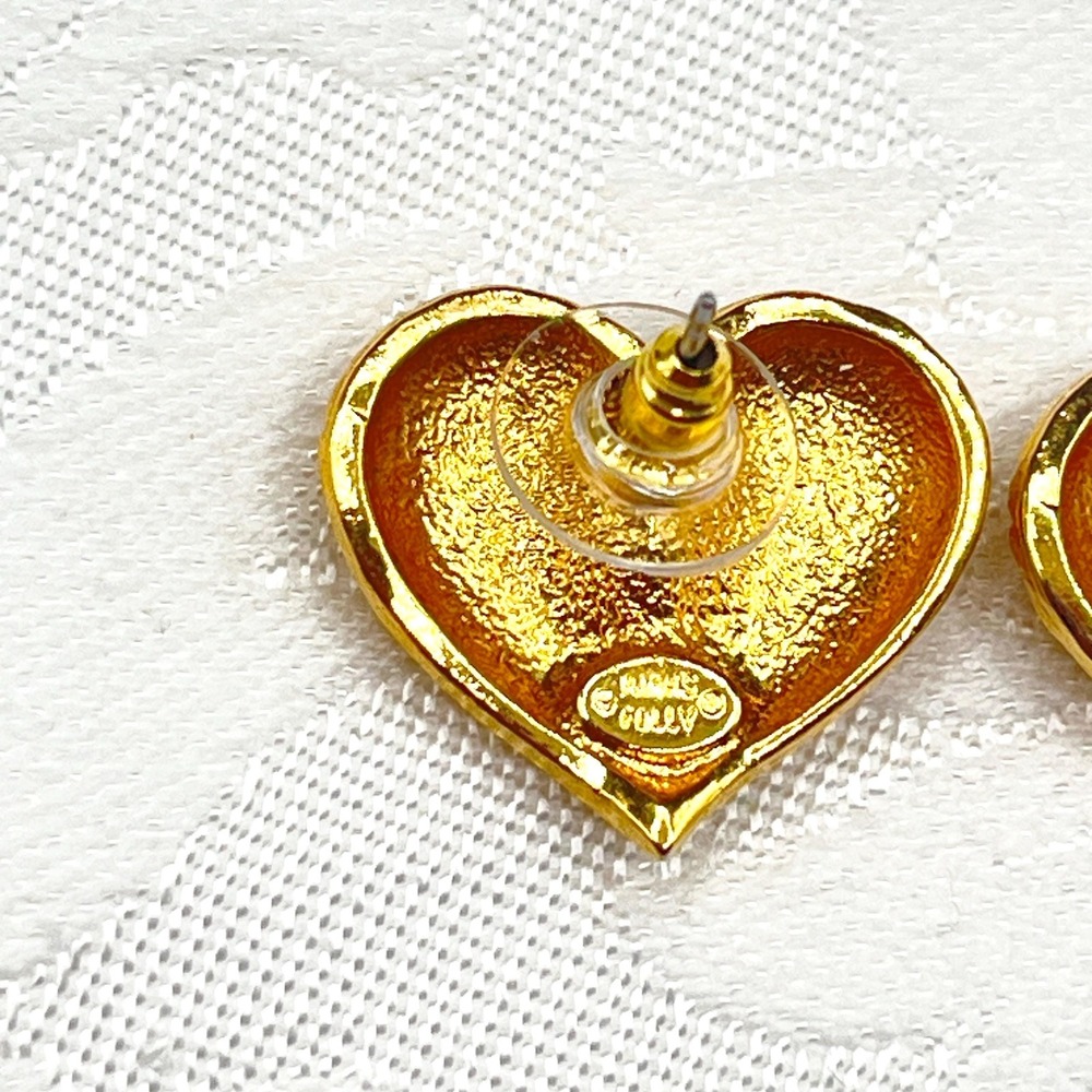 Kirks Folly Angel Wings Heart Earrings - Gold Tone & Crystal AB Rhinestones - Picture 4 of 8